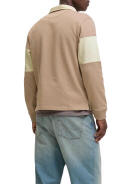 Polo Jack and Jones Norrebro camel et beige pour homme