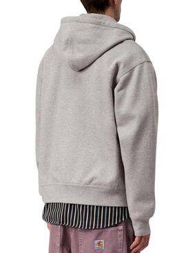 Sweat à capuche Carhartt American Script gris à fermeture éclair pour homme
