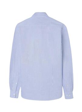 Chemise Silbon sport oxford raquette rayures bleues pour homme