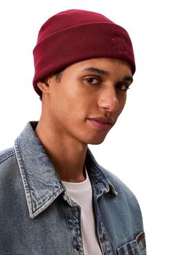 Bonnet Calvin Klein logo CK grenat pour homme
