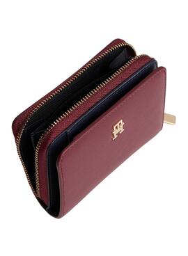 Portefeuille Icon Tommy Hilfiger avec rabat grenat pour femme