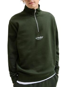 Sweat à capuche zippé Jack and Jones Soho vert pour homme