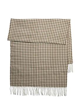 Écharpe Pieces Fernanda à carreaux camel pour femme.