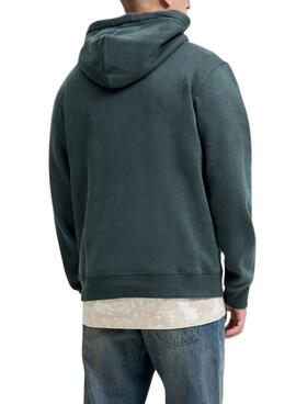 Sweat à capuche Jack and Jones Bleecker vert pour homme.
