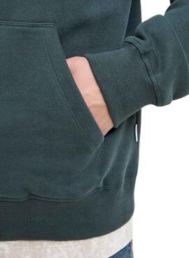 Sweat à capuche Jack and Jones Bleecker vert pour homme.