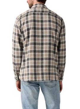 Chemise Levis Jackson Worker à carreaux beige en flanelle pour homme