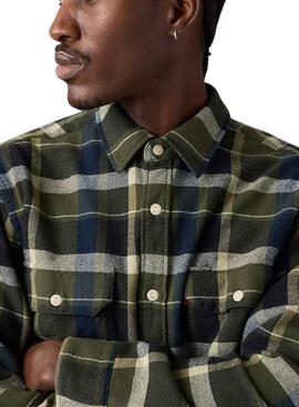 Chemise Levis Jackson Worker à carreaux verts en flanelle pour homme