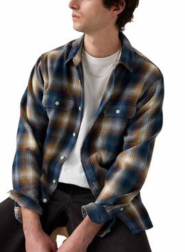 Chemise Levis Jackson Worker à carreaux bleus en flanelle pour homme.