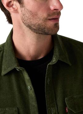 Chemise Levis Jackson Worker en velours côtelé vert pour homme