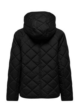 Veste matelassée noire à capuche pour femme de la marque Only, modèle Sigga.