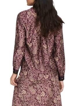 Chemise Only Jane à motif Paisley bordeaux pour femme