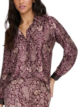 Chemise Only Jane à motif Paisley bordeaux pour femme