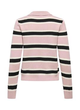 Polo en maille rayé rose pour femme de la marque Only London