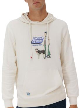Sweat à capuche El Pulpo Customs beige pour homme