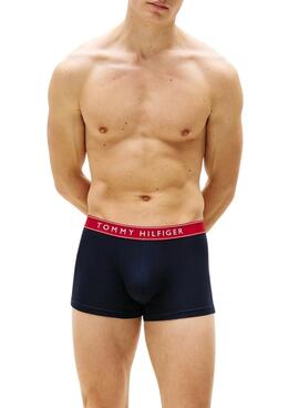 Ensemble de 3 caleçons Tommy Hilfiger Trunk avec inscription marine pour homme.