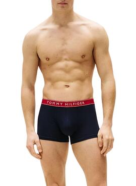 Ensemble de 3 caleçons Tommy Hilfiger Trunk avec inscription marine pour homme.