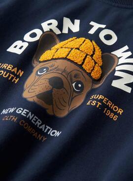 Sweatshirt Name It Riguna bleu marine pour garçon