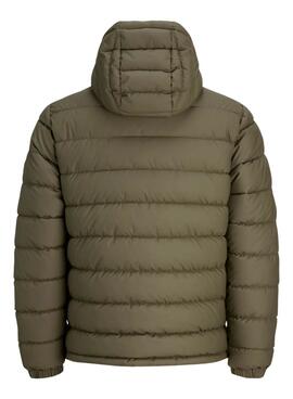 Veste de chasse Jack and Jones en cuir PU matelassé vert pour homme