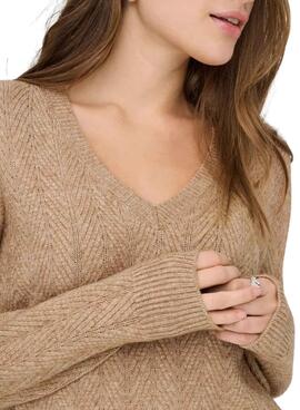 Pull Only Hellen brun clair pour femme