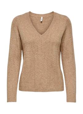 Pull Only Hellen brun clair pour femme