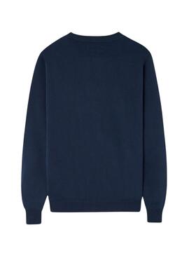 Sweatshirt Silbon avec demi-corduroy raquette marine pour homme.