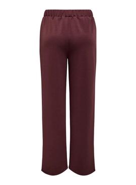 Pantalon Only Alina à nœuds léopard grenat pour femme