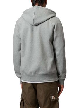 Sweat à capuche zippé Carhartt Chase gris pour homme.