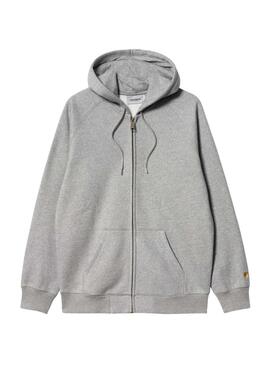 Sweat à capuche zippé Carhartt Chase gris pour homme.