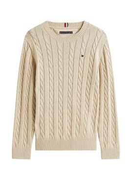 Maillot Tommy Hilfiger à câble beige pour enfant