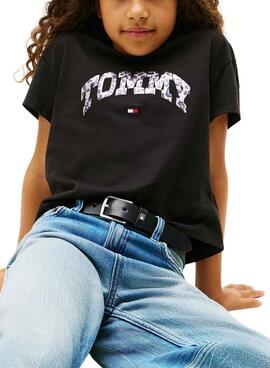 T-shirt Tommy Hilfiger Varsity animal print noir pour fille