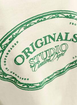 T-shirt Jack and Jones Greene Branding beige pour enfant