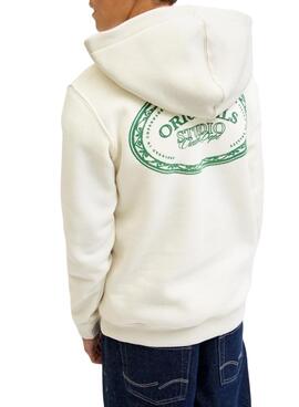 Sweat-shirt Jack and Jones Greene Branding beige pour enfant