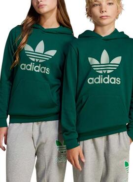 Sweat Adidas Trefoil vert pour fille et garçon