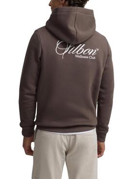 Sweat à capuche Silbon Wellness Club marron pour homme