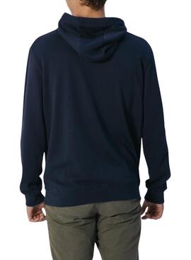 Sweat à capuche bleu marine brodé El Pulpo pour homme.