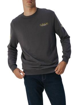 Sweat à capuche Le Poulpe imprimé triple logo gris pour homme