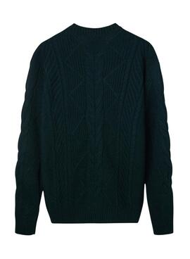 Maillot à torsades vert à sifflets pour homme