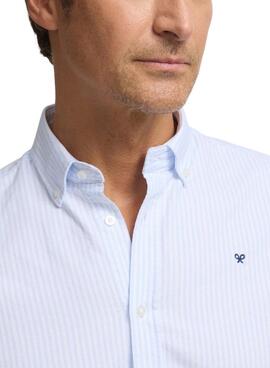 Chemise Silbon sport à rayures bleues Oxford pour homme