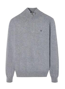 Maillot Silbon demi-zip gris pour homme.