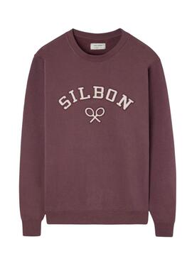 Sweat à capuche Silbon en velours côtelé bordeaux pour homme