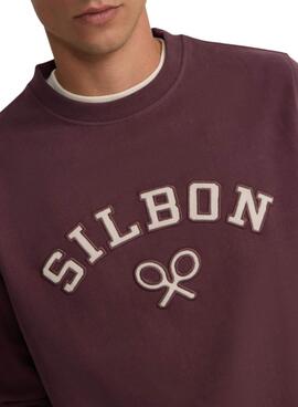 Sweat à capuche Silbon en velours côtelé bordeaux pour homme