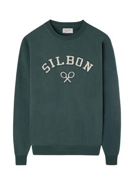 Sweatshirt Silbon en velours côtelé vert pour homme
