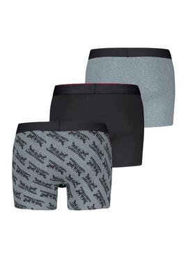 Pack 3 boxers Levis Gift Horse noir et gris pour homme