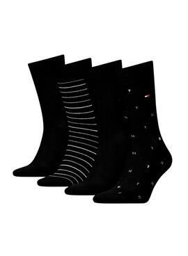 Pack 4 paires de chaussettes Tommy Hilfiger Giftbox noir pour homme