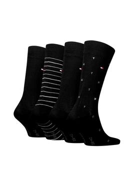 Pack 4 paires de chaussettes Tommy Hilfiger Giftbox noir pour homme