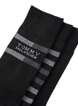 Pack de 3 paires de chaussettes Tommy Hilfiger Giftbox noires pour homme