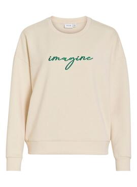 Sweatshirt Vila Visiffi beige pour femme