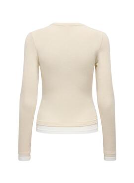 T-shirt beige pour femme Only Virro