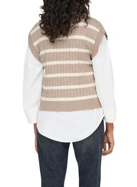 Débardeur Only Katia à rayures toastées pour femme