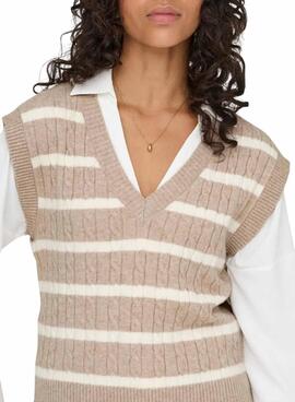 Débardeur Only Katia à rayures toastées pour femme